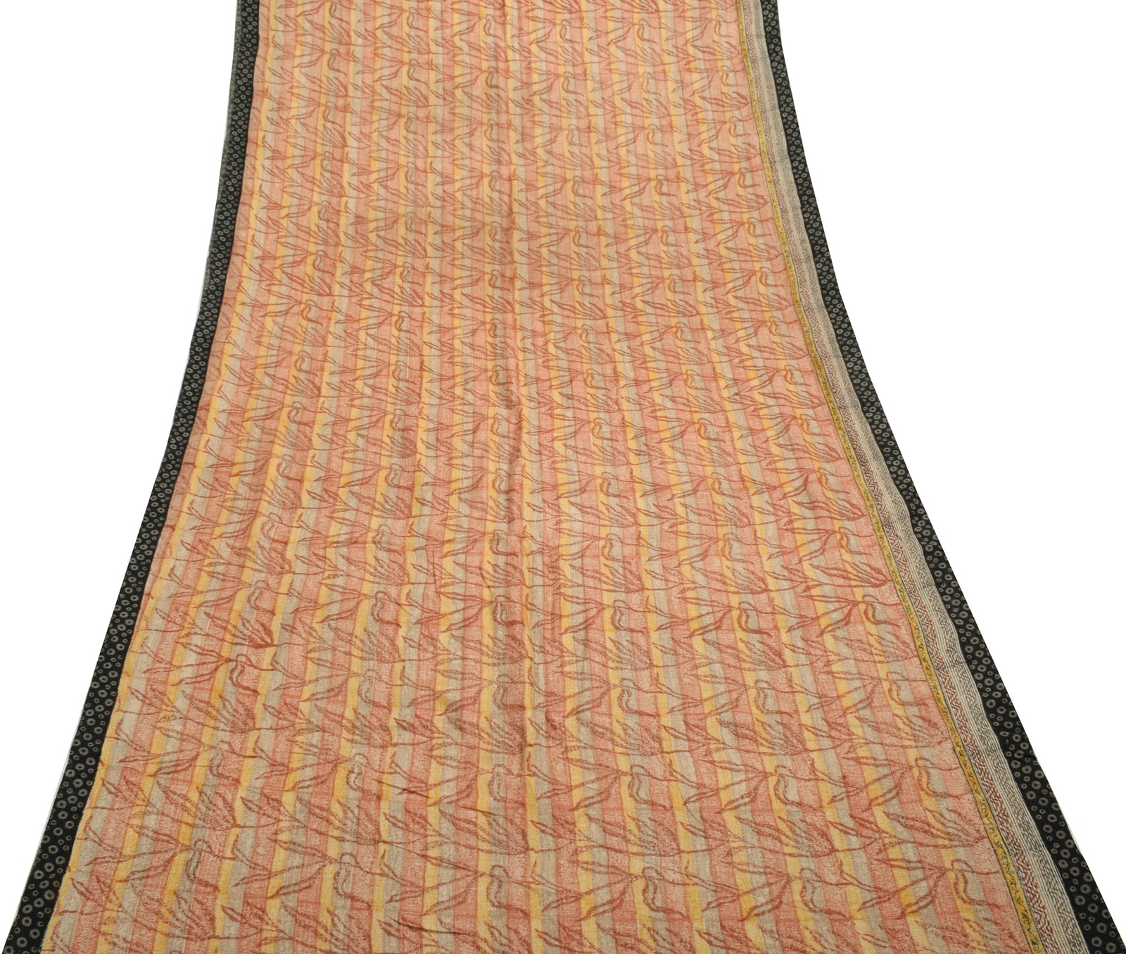Sushila Vintage Multi-Color Saree 100%Pure Woolen Woven Floral Sari Craft Fabric
