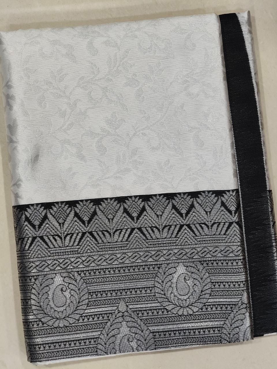 indian sarees for women Black Silk Saree Bollywood Jacquard Brocade Blouse Saree