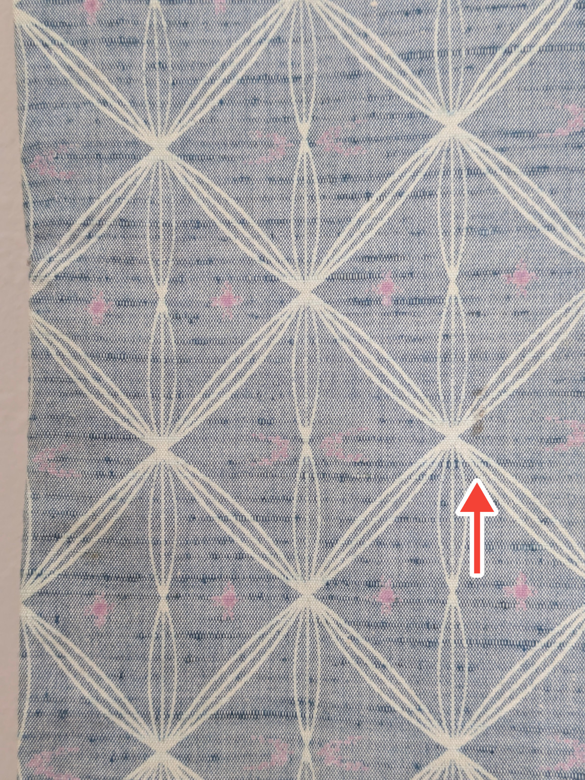 Vintage Japanese Kimono Silk Hitoe Gray White Geometric Pattern Unlined Tsumugi