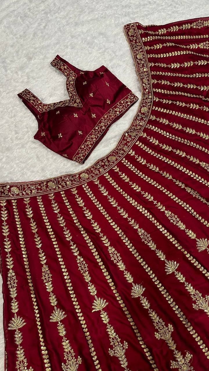 Traditional Wear Maroon Kasturi Silk Lehenga Choli With Dupatta For Women