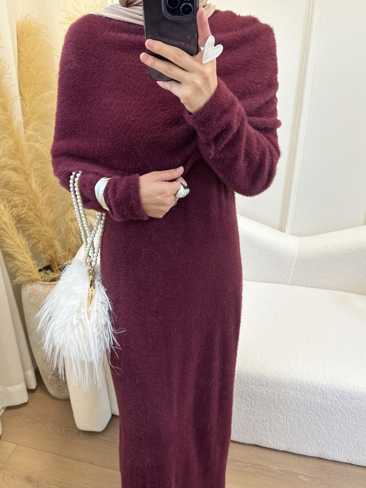 Regular Fit Soft Women Abaya With Belt Fashion Solid Color Sweater Wrap Kaftan