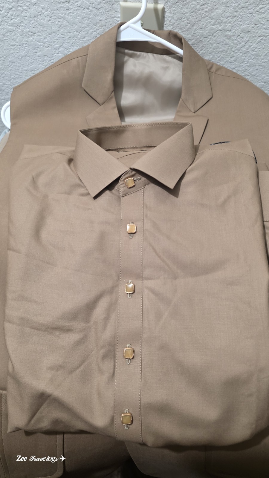 PAKISTANI MEN’S KHAKI CUSTOM TAYLOR STICHED SHALWAR KAMEEZ WAISTCOAT SET MEDIUM