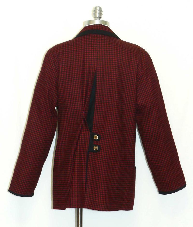 M B43″ 12 BOILED WOOL Plaid JACKET Coat Women German Bavarian Riding Hunting