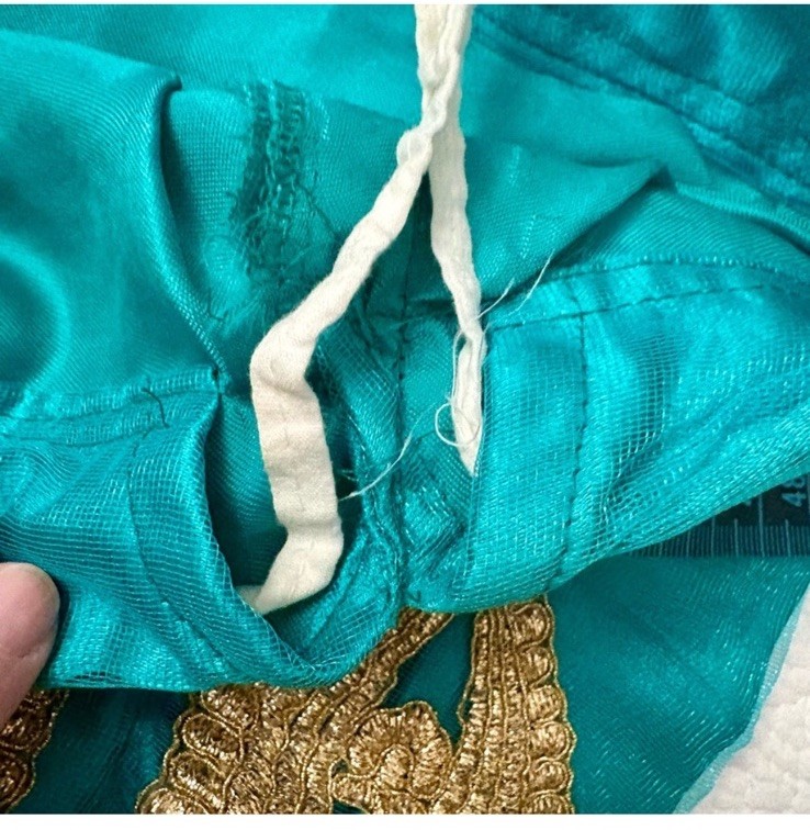 Indian Pakistani Teal Red Gold Ghaghara With Net Duputta L