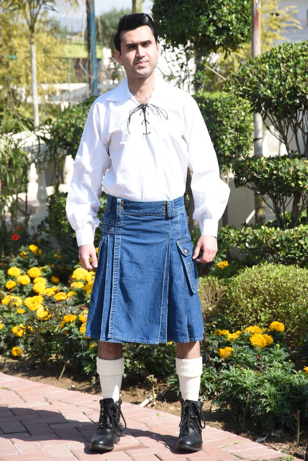 Men’s Deluxe Utility Denim Kilt, Modern Kilt, Men’s Kilt, Utility Kilt