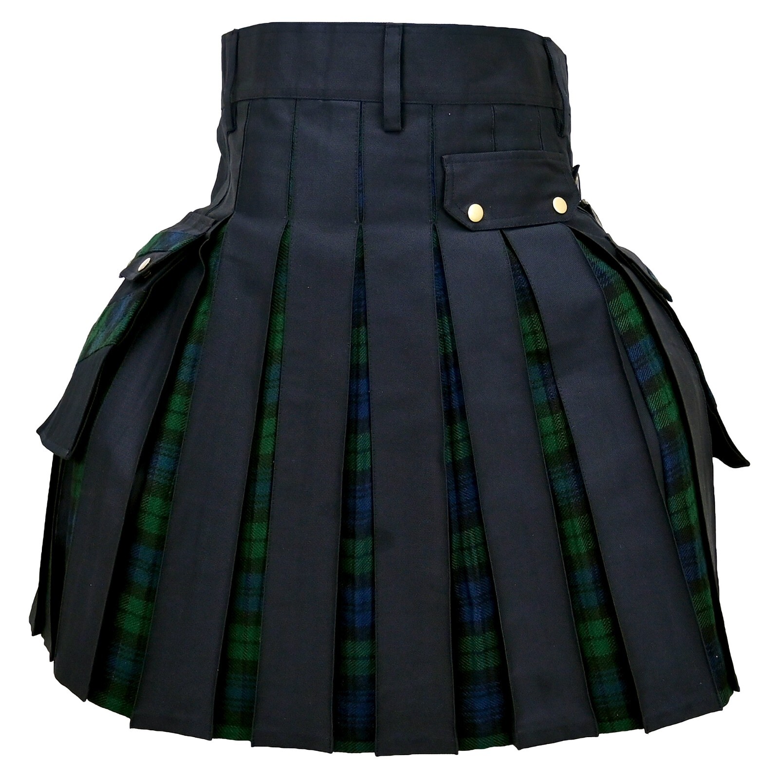 Traditional Scotland Hybrid Tartan Black Watch Cross Stripes Kilt Highlander