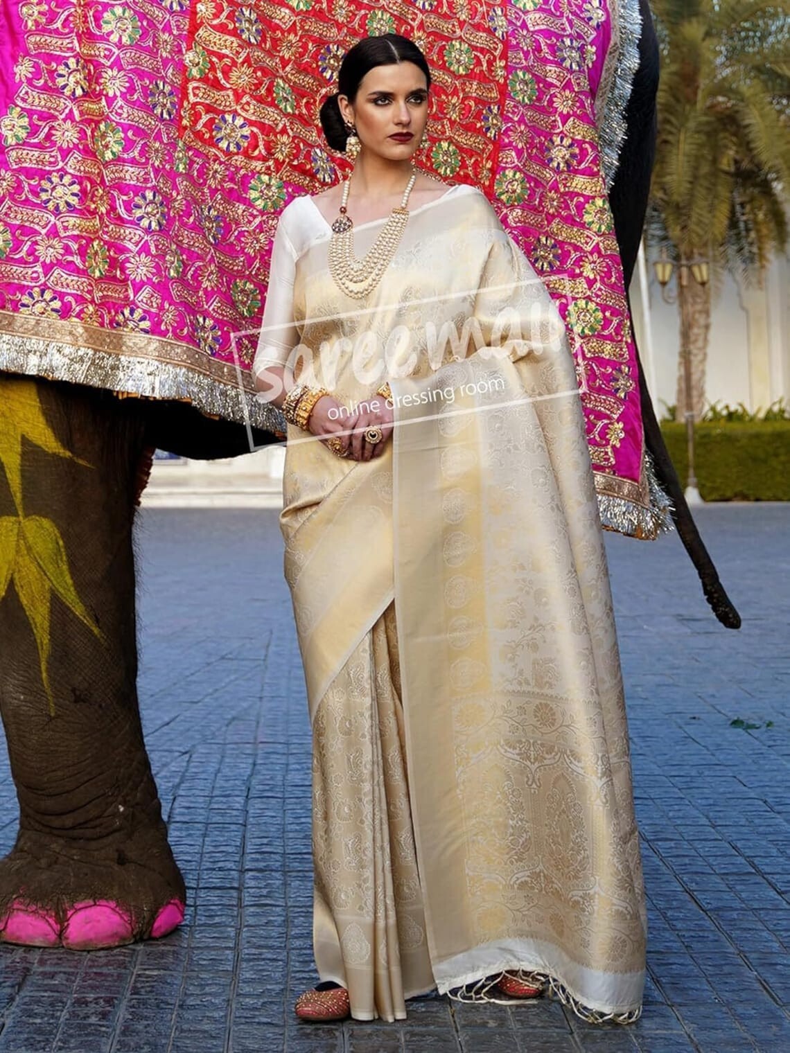Women’s Kanjivaram banarasi silk Woven Design Saree With Unstitched Blouse