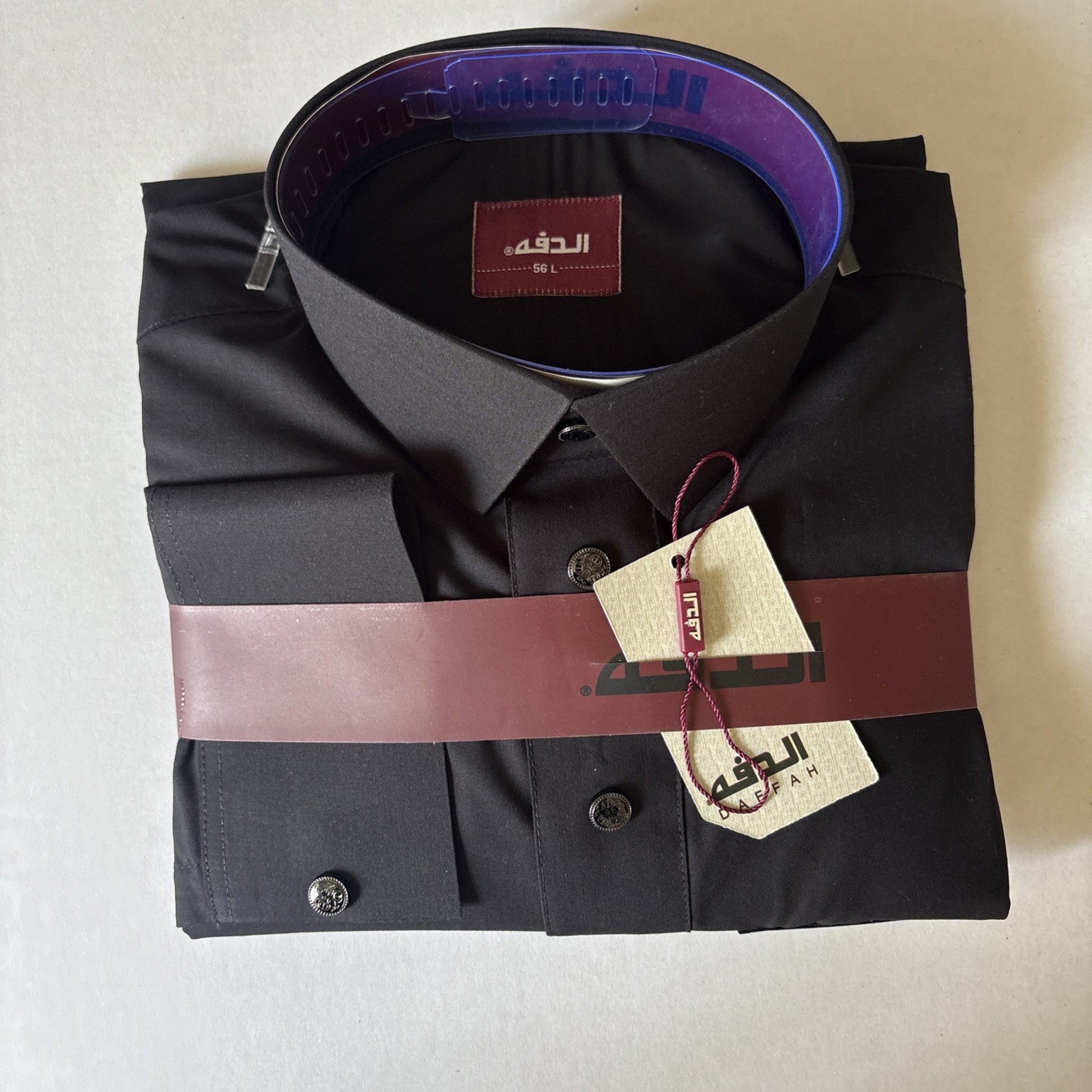 MEN Size 56L DAFFAH High Quality ALL SEASON Thobe CUFF SLEEVE SHIRT COLAR