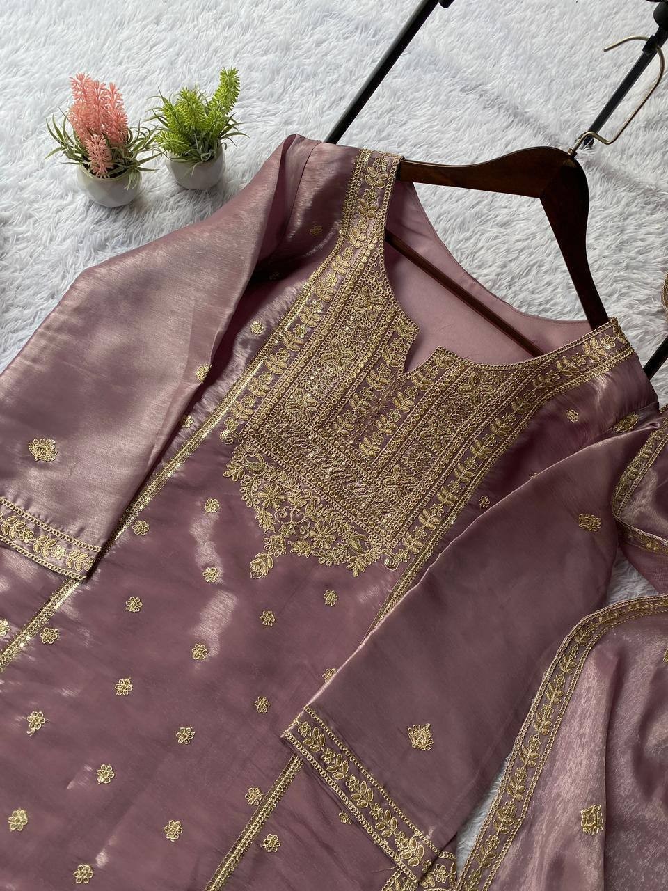 Presenting Designer Silk Kurta Palazzo With Dupatta For Wedding Wear
