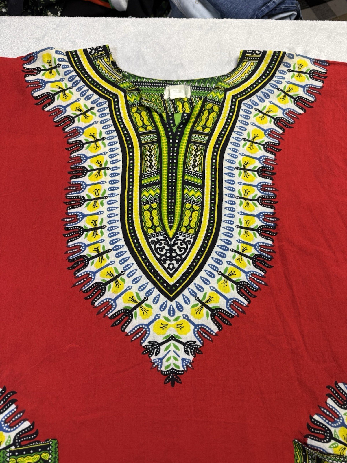 African Print Dashiki Top Cotton Woven Pullover Short Sleeve One Size Multi