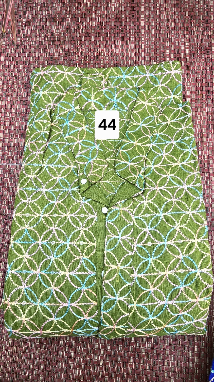 Men’s Embroidered Indian Kurta Blue Green (size 44)Yellow (Size 36)