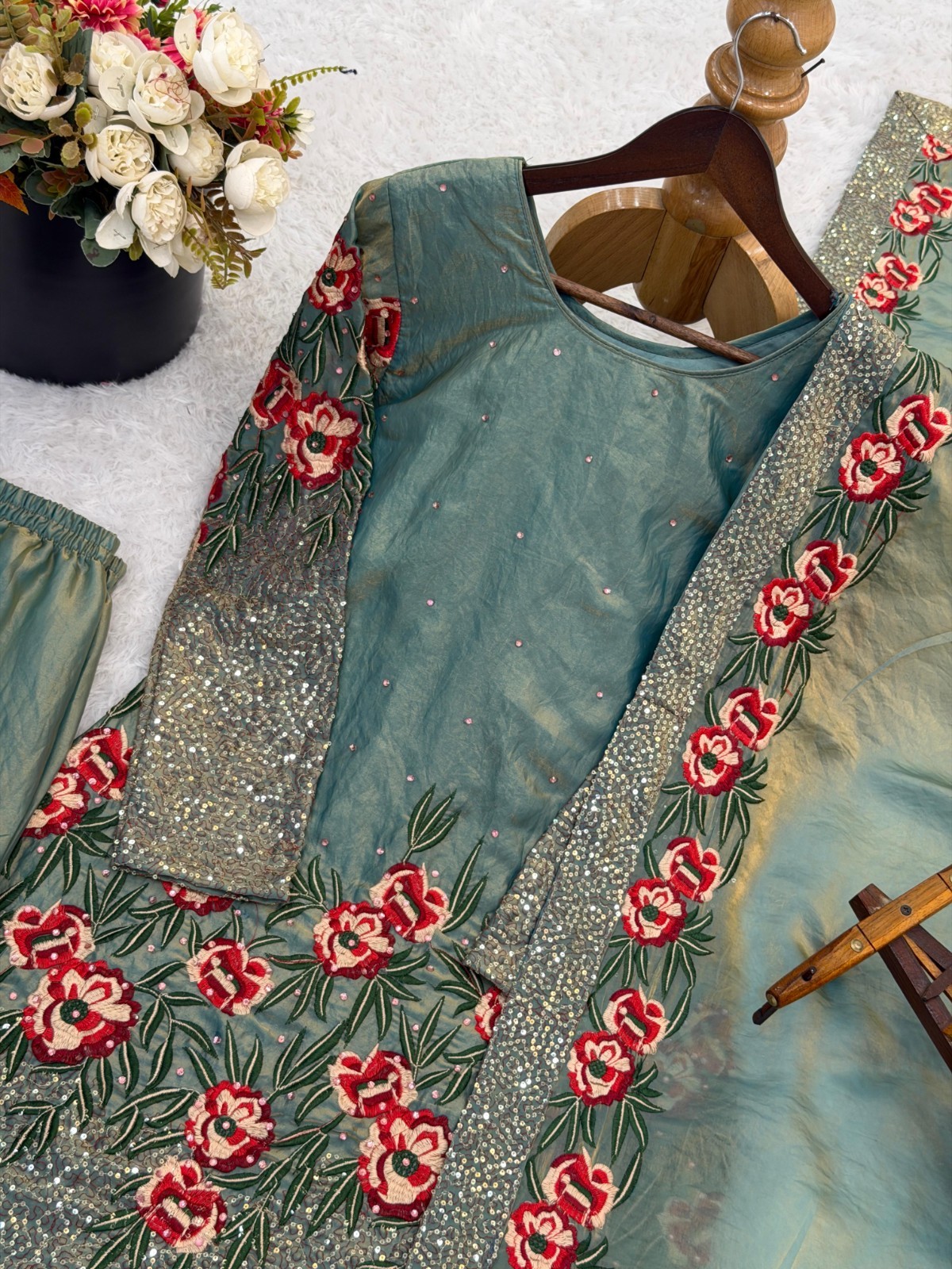 Pure Fandy Silk Pakistani Salwar Kameez Indian Party Wear Sharara Suit Eid Dress