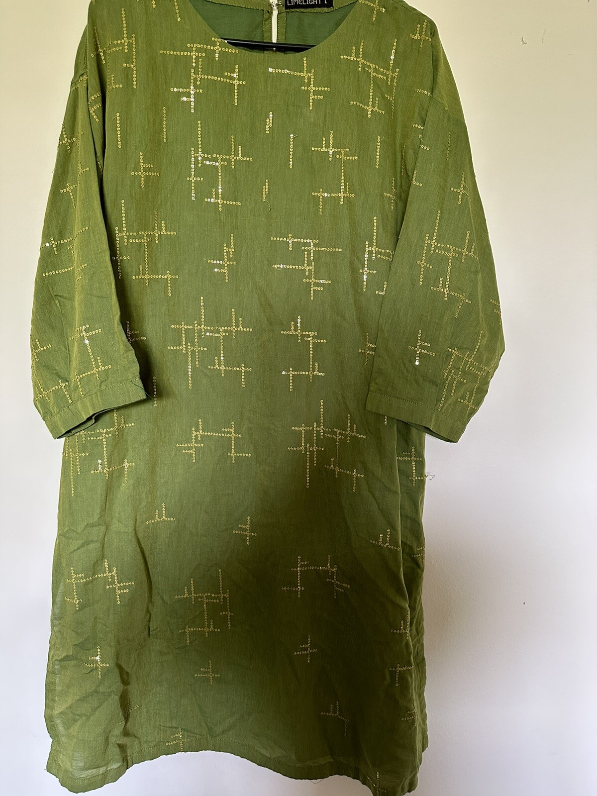 Green Kurta With Sequence Work
