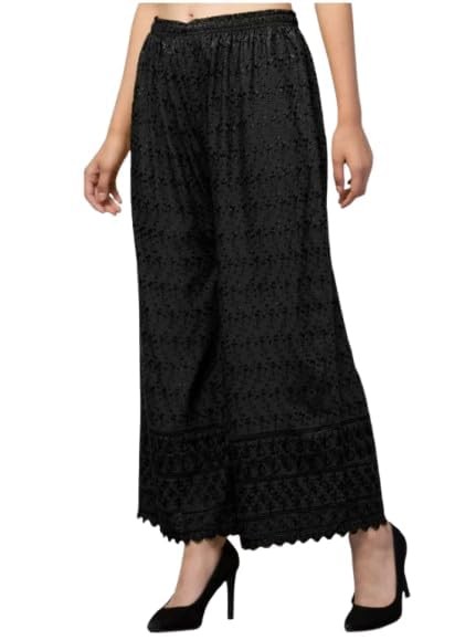 @ Indian Traditional Assorted Design Palazzo Black Color For Women j441