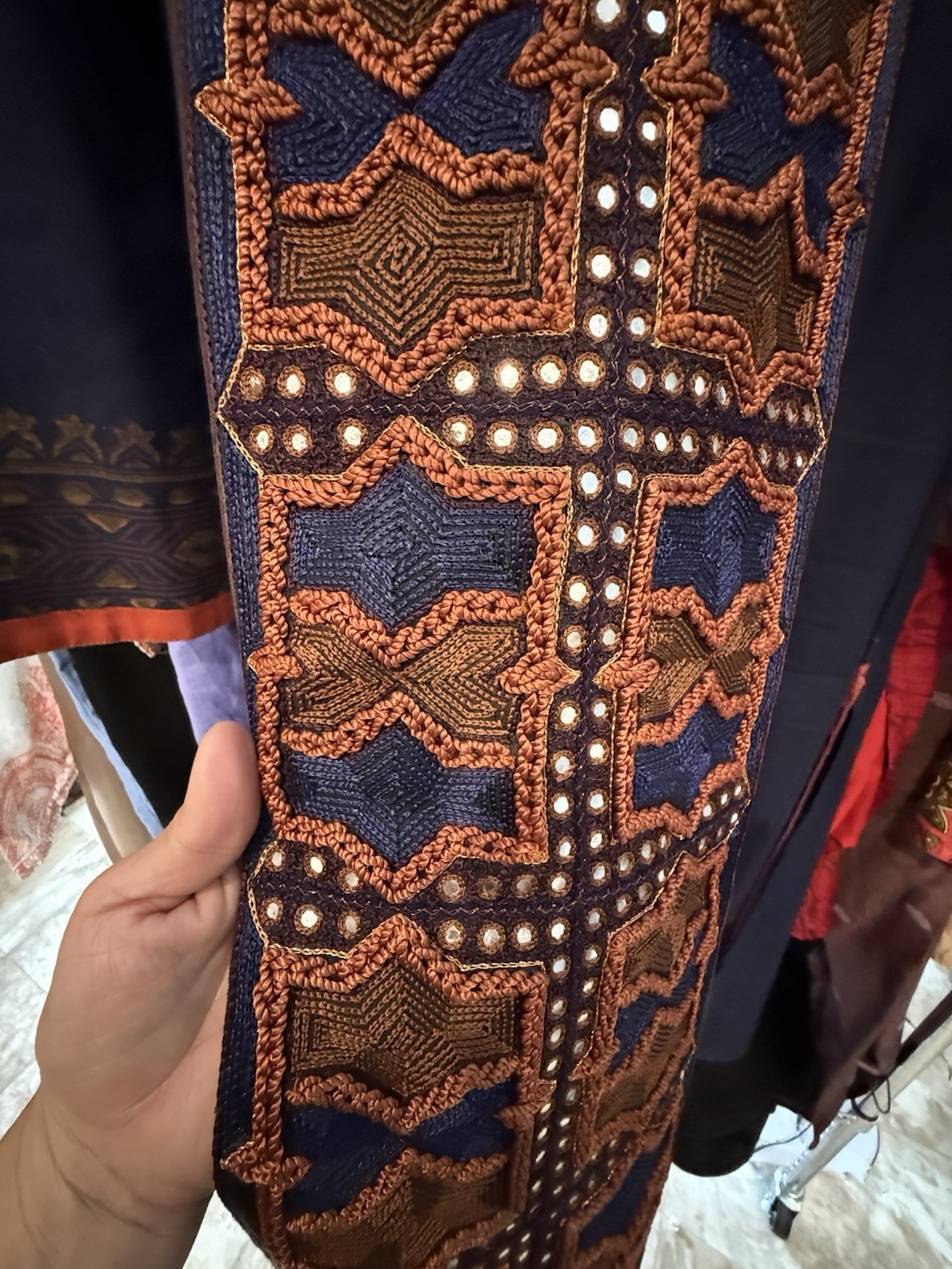Embroidered Paisley Women’s Kurta Lot Navy Blue Brown Red Green Traditional