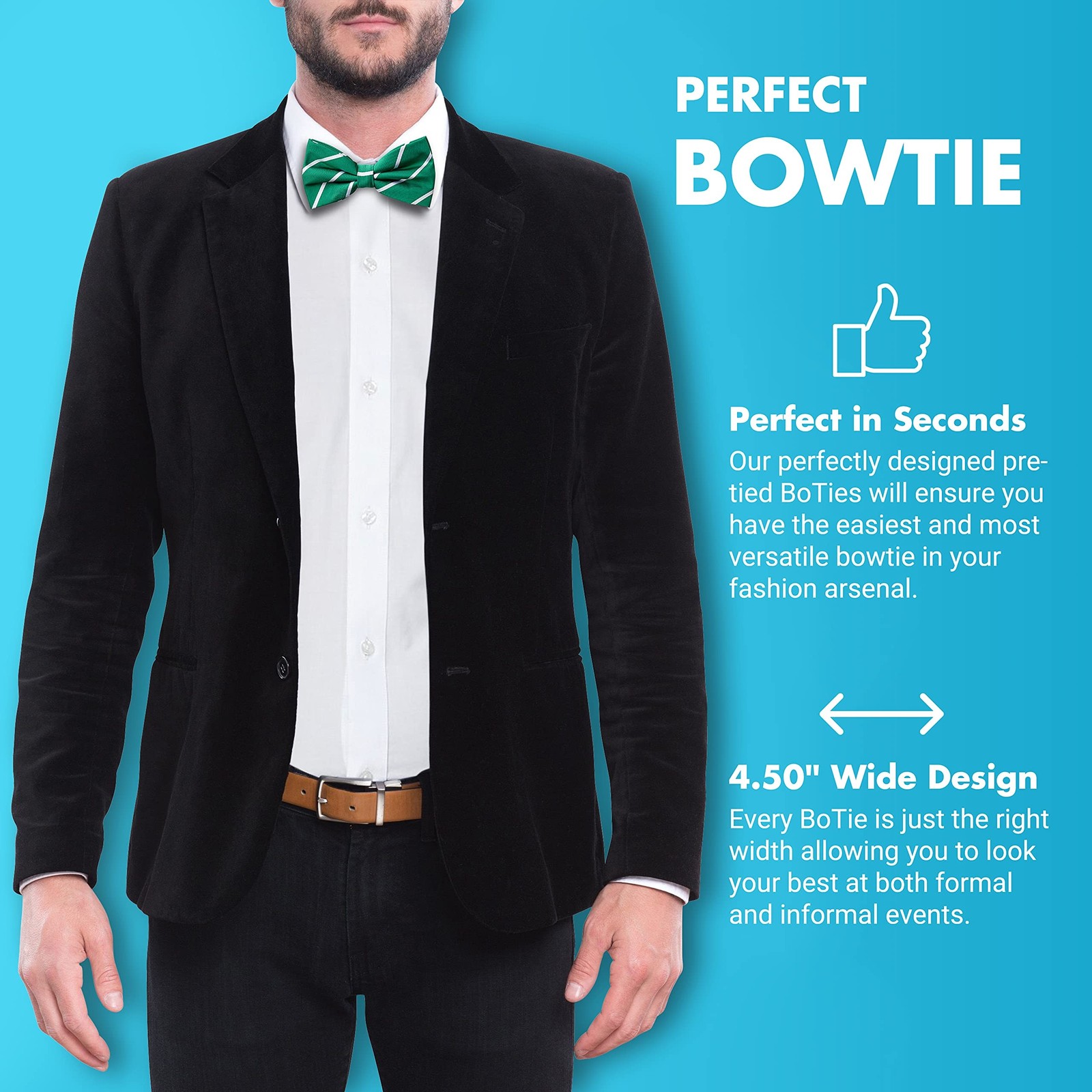 GoTie Men’s Striped Bowtie – Bow Ties Ready to Wear – Pretied Adjustable Ties…