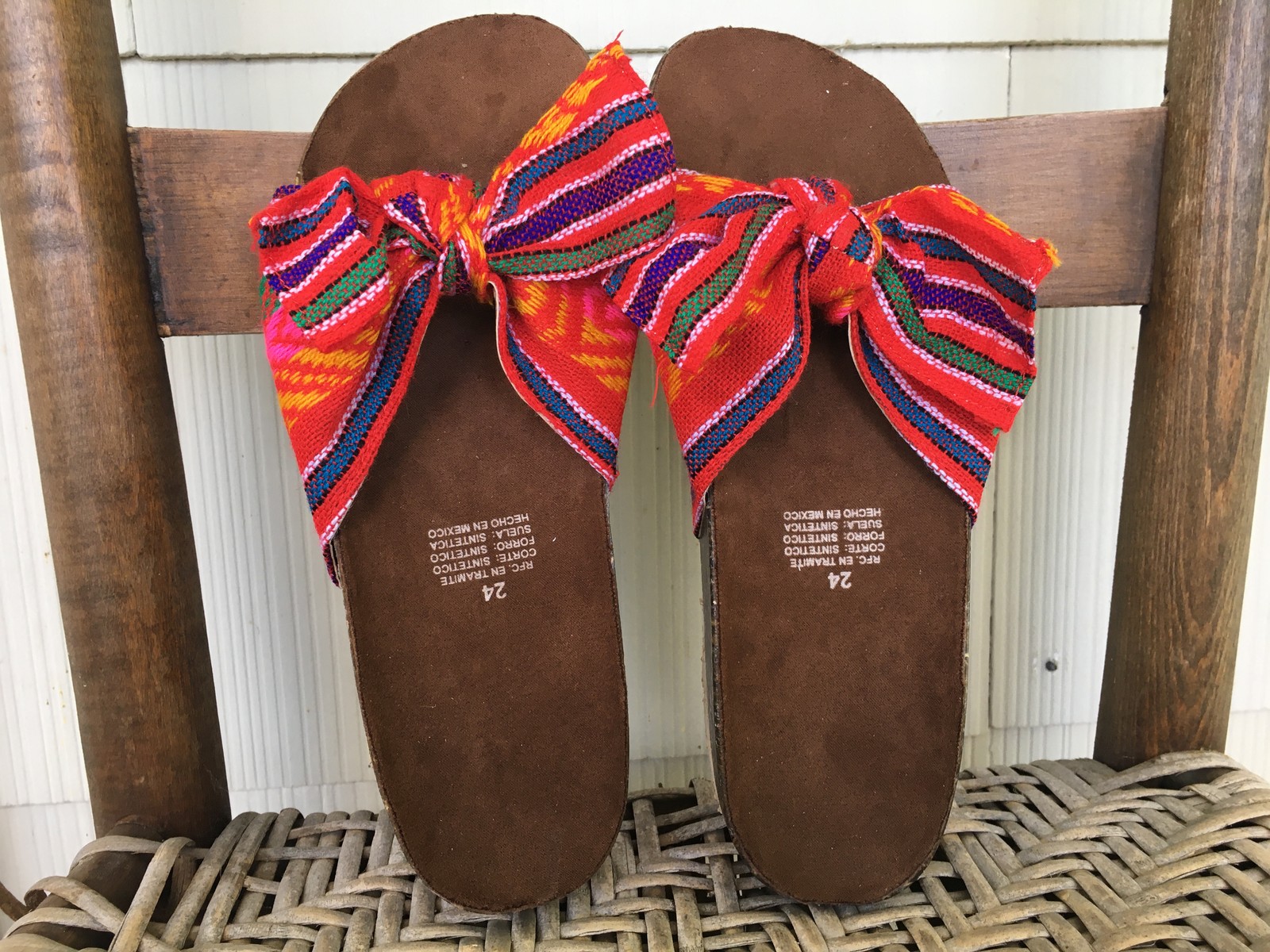 Handmade Mexican Bow Slide Sandals – Zapatos Artesanos – Size Womens 7
