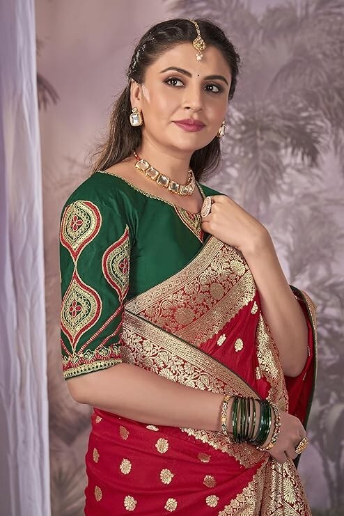 Women’s Heavy Banarasi Heavy Saree for women with Unstitch Heavy Blouse Piece
