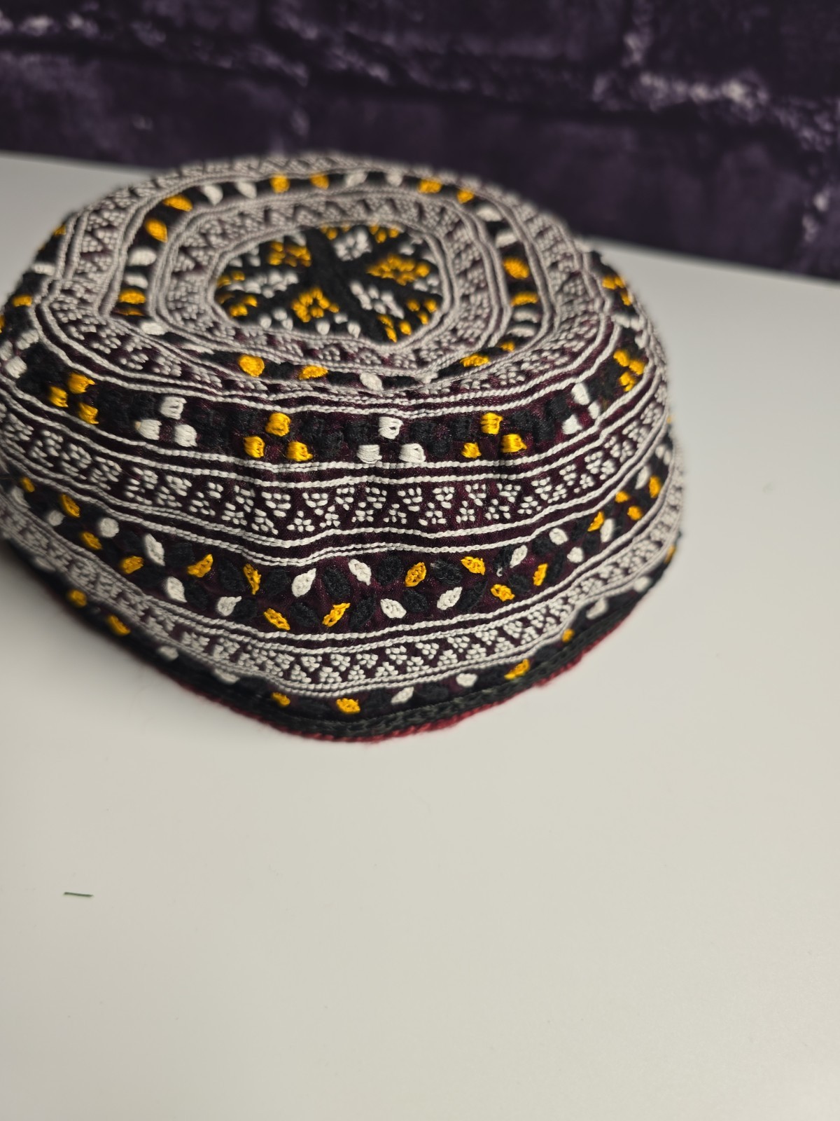 Turkmen Handmade Hat Embroidery Multicolored Tribal Vintage