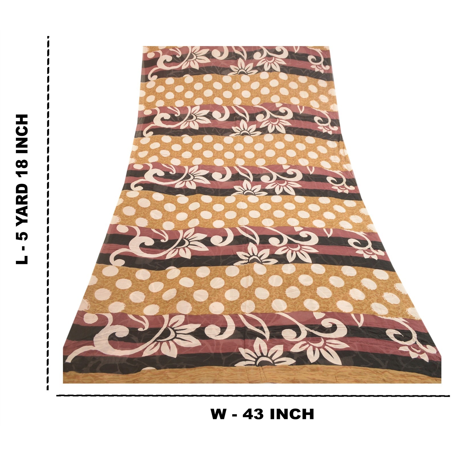 Sanskriti Vintage Sarees Mauve & Cream Pure Georgette Print Sari 5+YARD Fabric