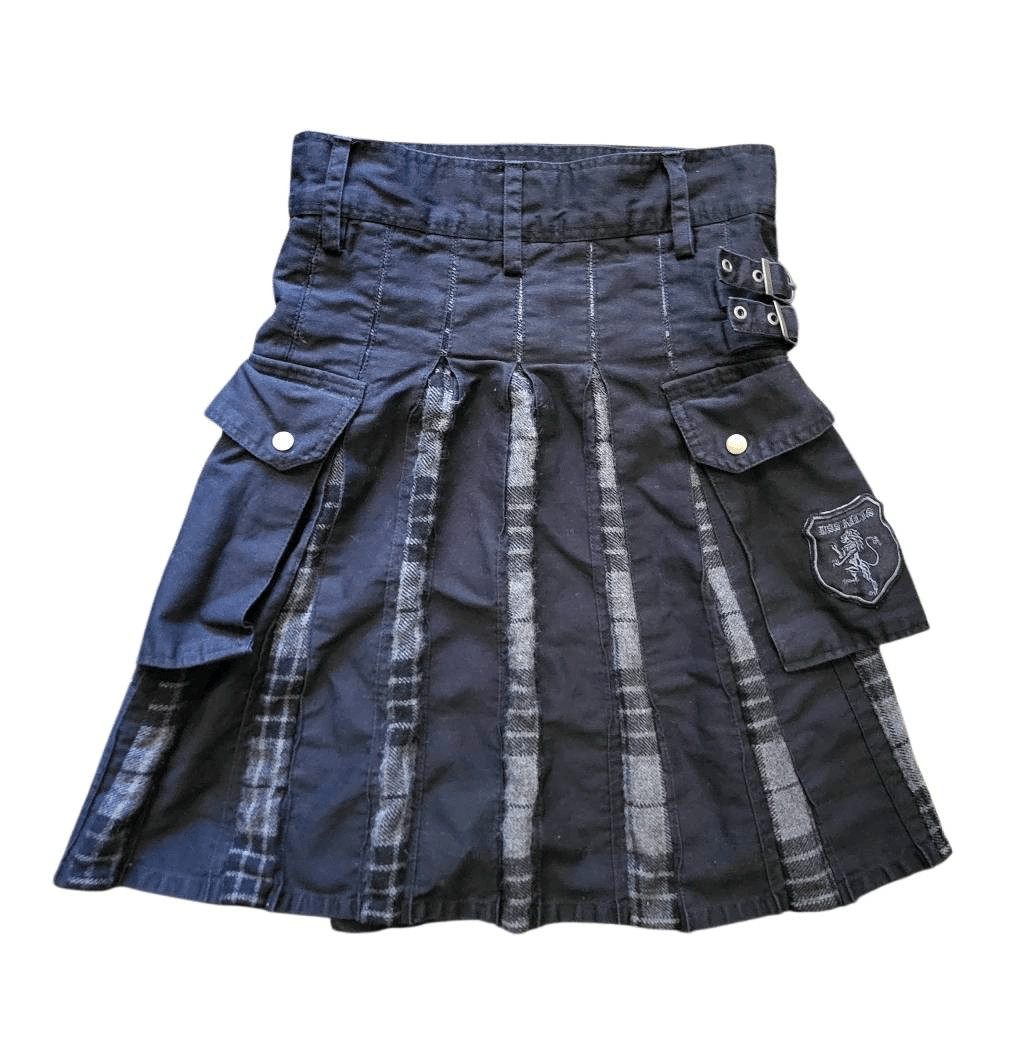 DSS Kilts Kilt Men’s 32 Black Hybrid Cotton Grey Watch Tartan Utility