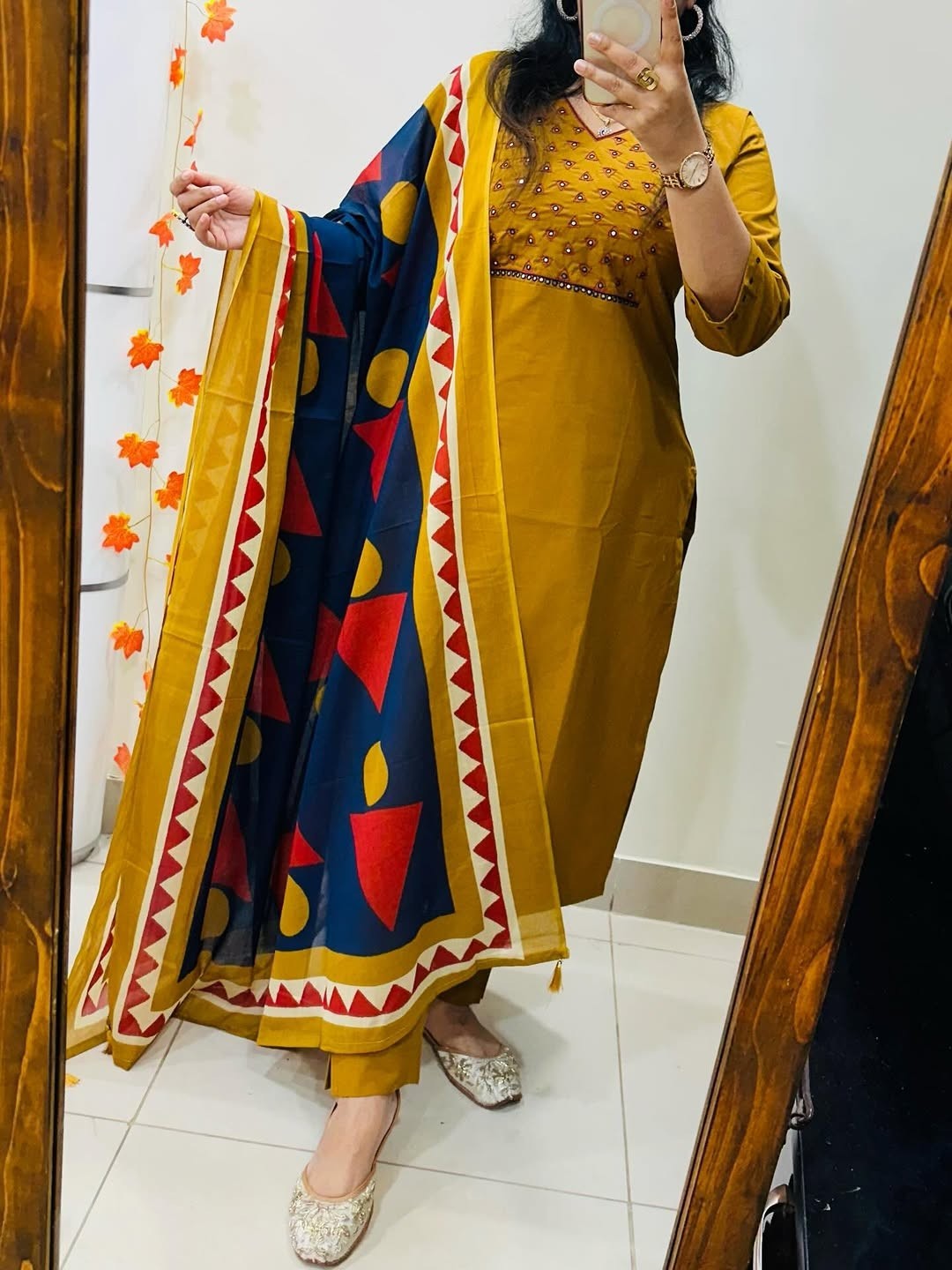 Heavy Cotton Pakistani Kurti Pant Dupatta Set Designer Bollywood Ethni Kurta Set