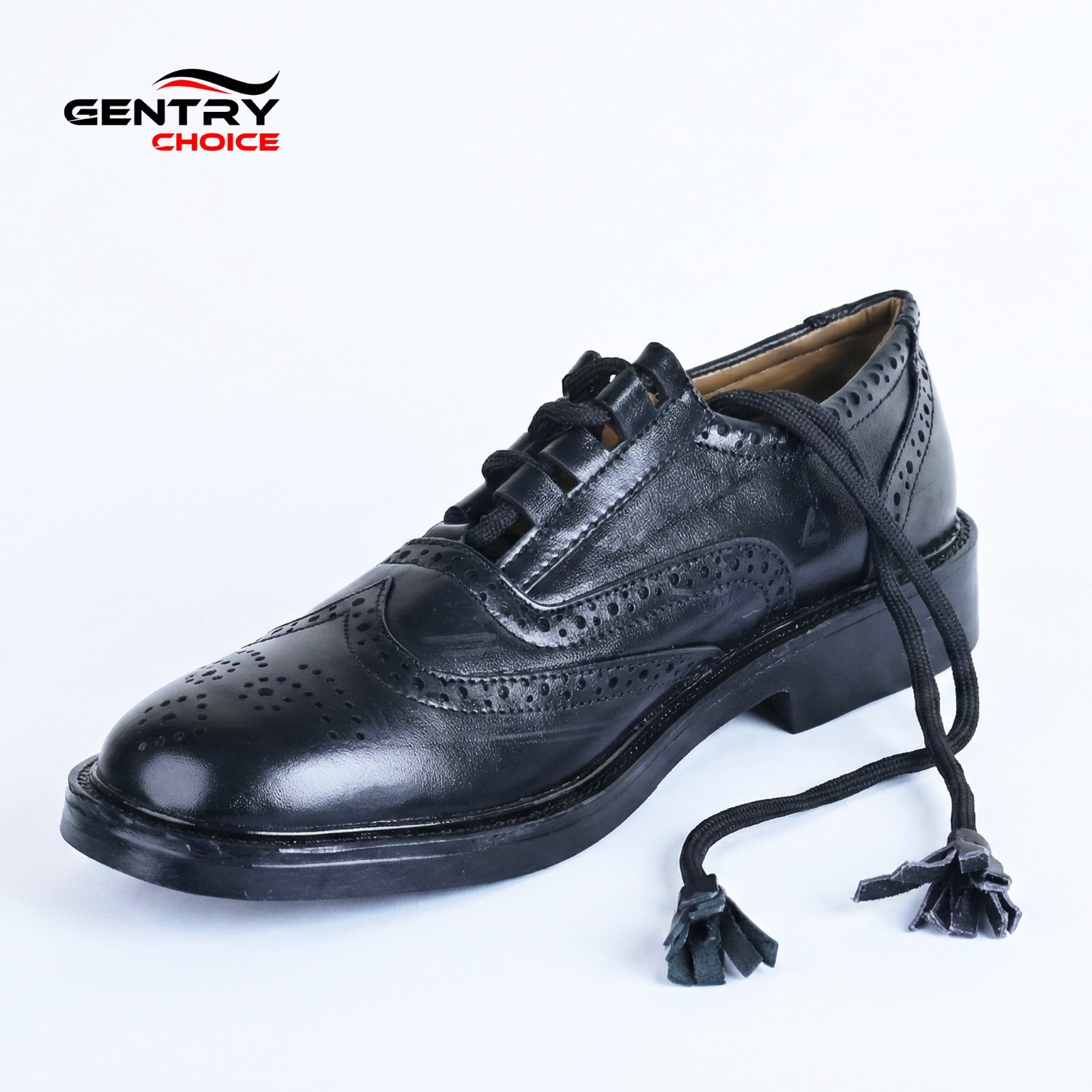 Scottish Ghillie Brogues Black Leather Kilt Shoes Wingtip Highland Dress Shoes