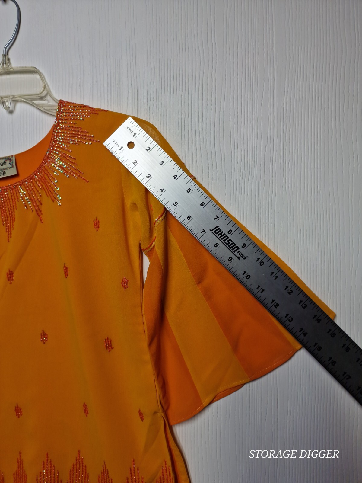 Indian Dupatta Kurta Sharara Set Women’s 36 Orange Sequin Round Neck Formal