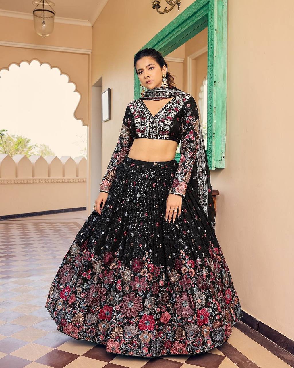 Latest Black Party Lehenga choli lehenga for women lehenga blouse bridal lehenga