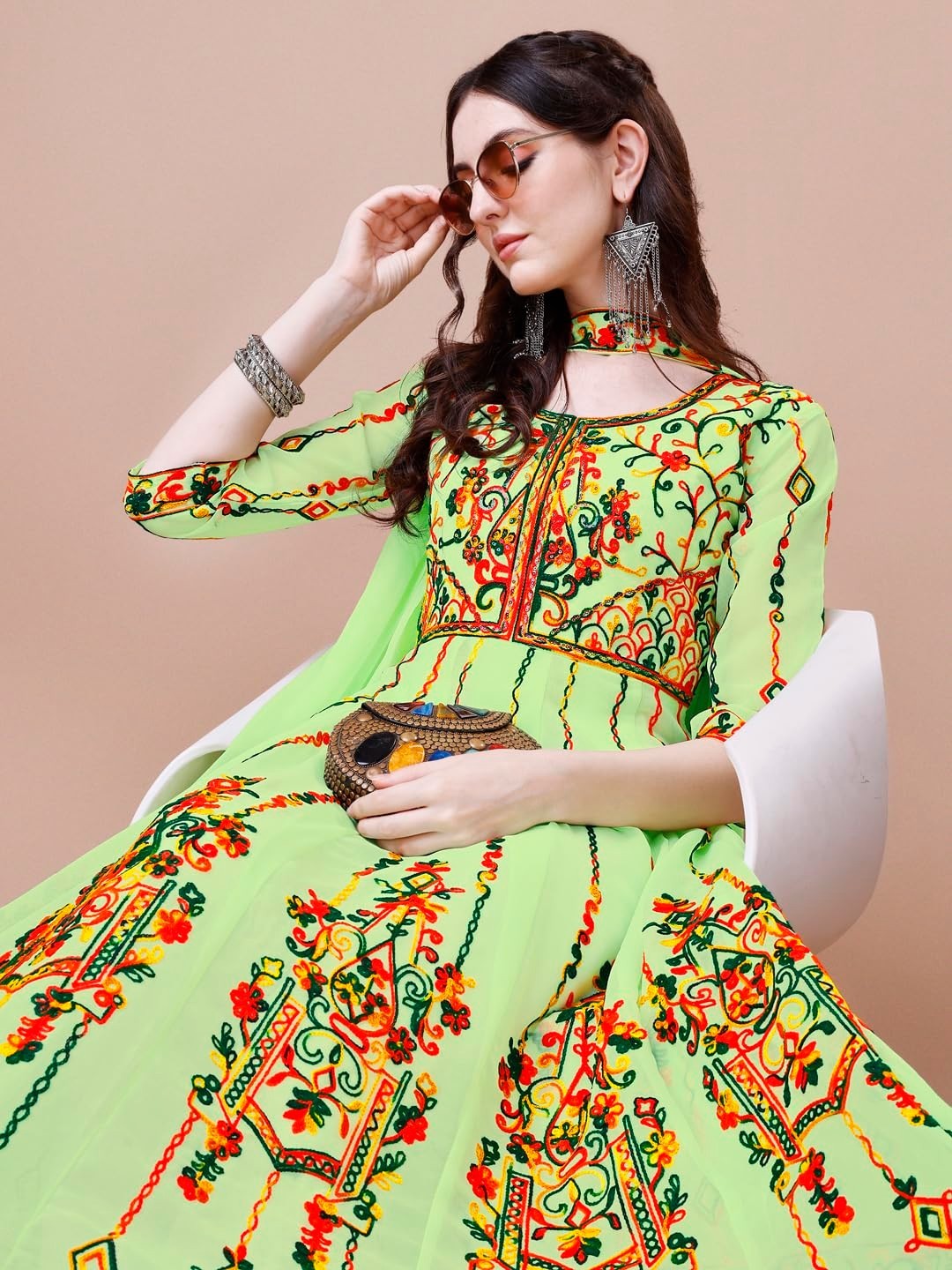Women’s Georgette Embroidered and Sequence Work Anarkali Kurta and Dupatta Set