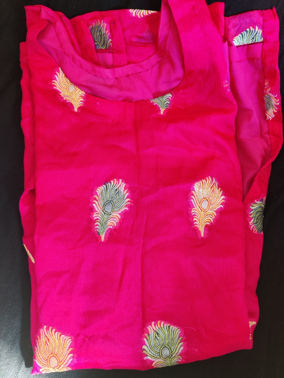 Pink Kurta/Kurti for Women with Peacock Feather Embroidery and Elegant Design
