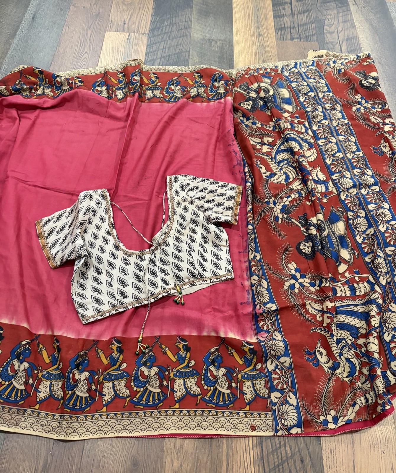 Brown Banaras Organza Saree Sari Blouse & Fall Stitched Size34-40-USASeller