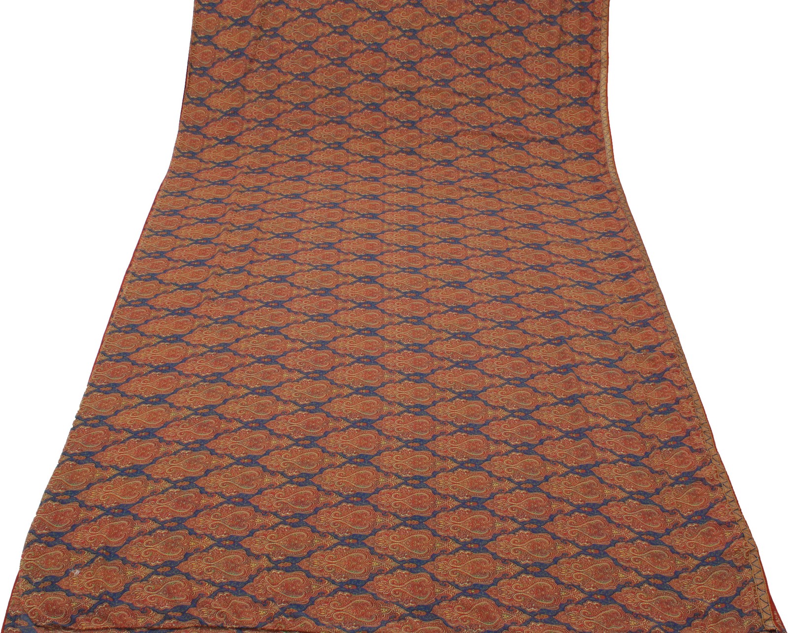 Sushila Vintage Blue Saree Blend Georgette Silk Printed Paisley Craft Fabric