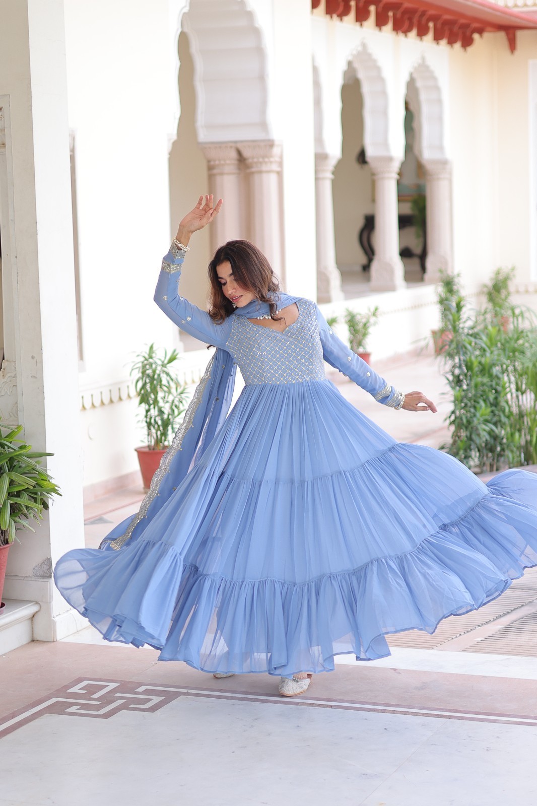 Ready Made Anarkali Gown Salwar Kameez Pakistani Wedding Party Bollywood Suit L