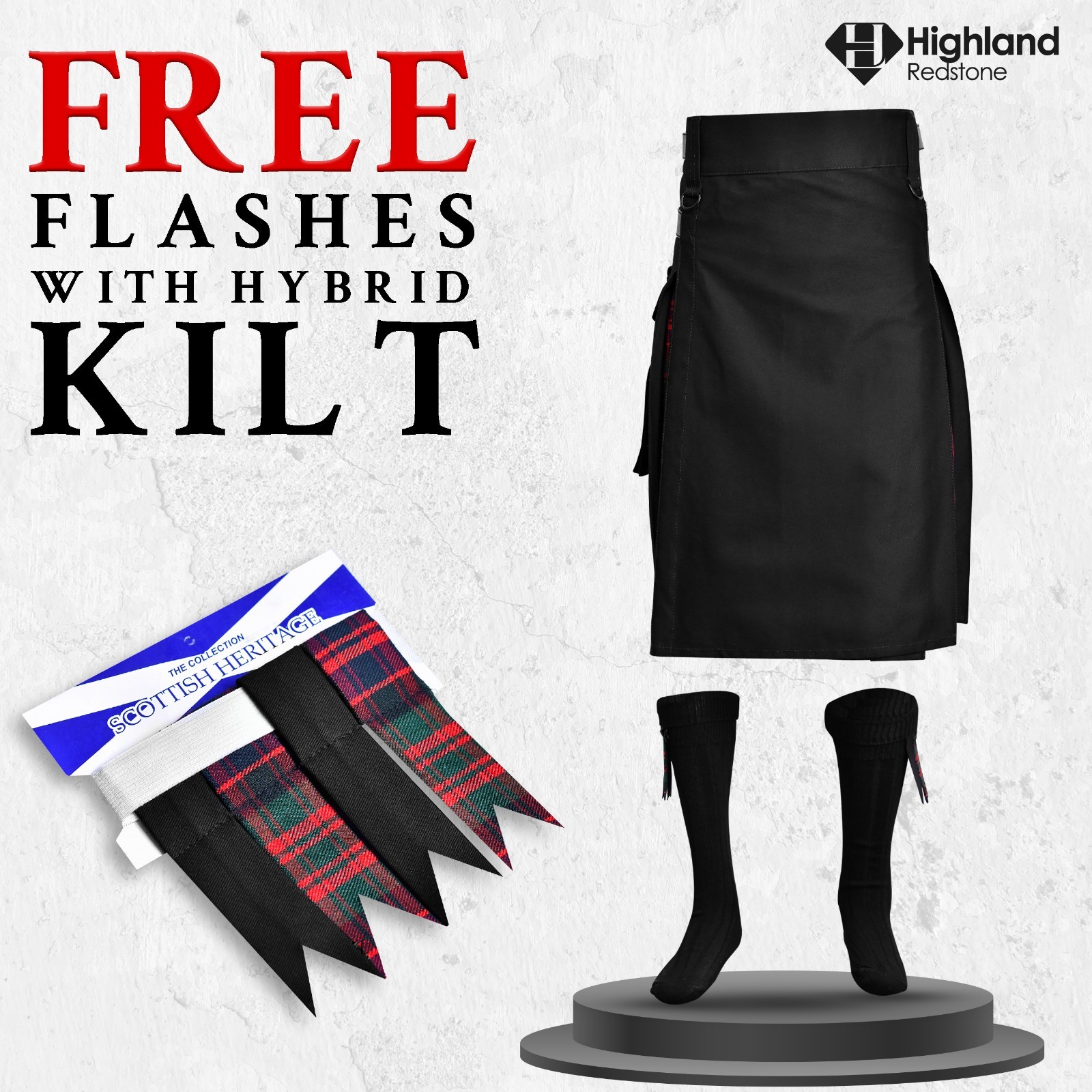 Hybrid Utility Kilts for Men Scottish Traditional Kilt with Flashes (Macdonald)