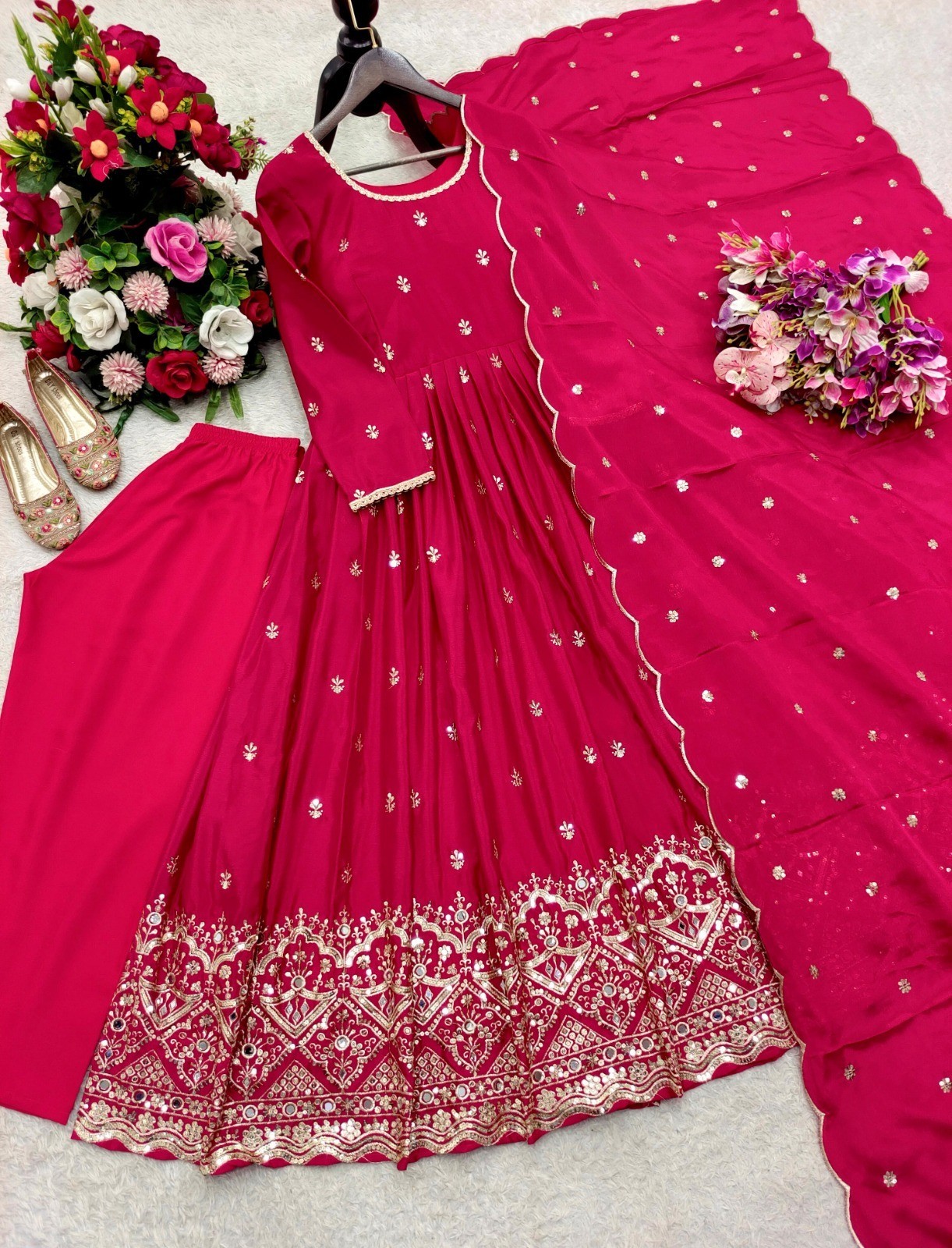 Launching New Design Trending Cinon Silk*Gwon&Pent&dupatta