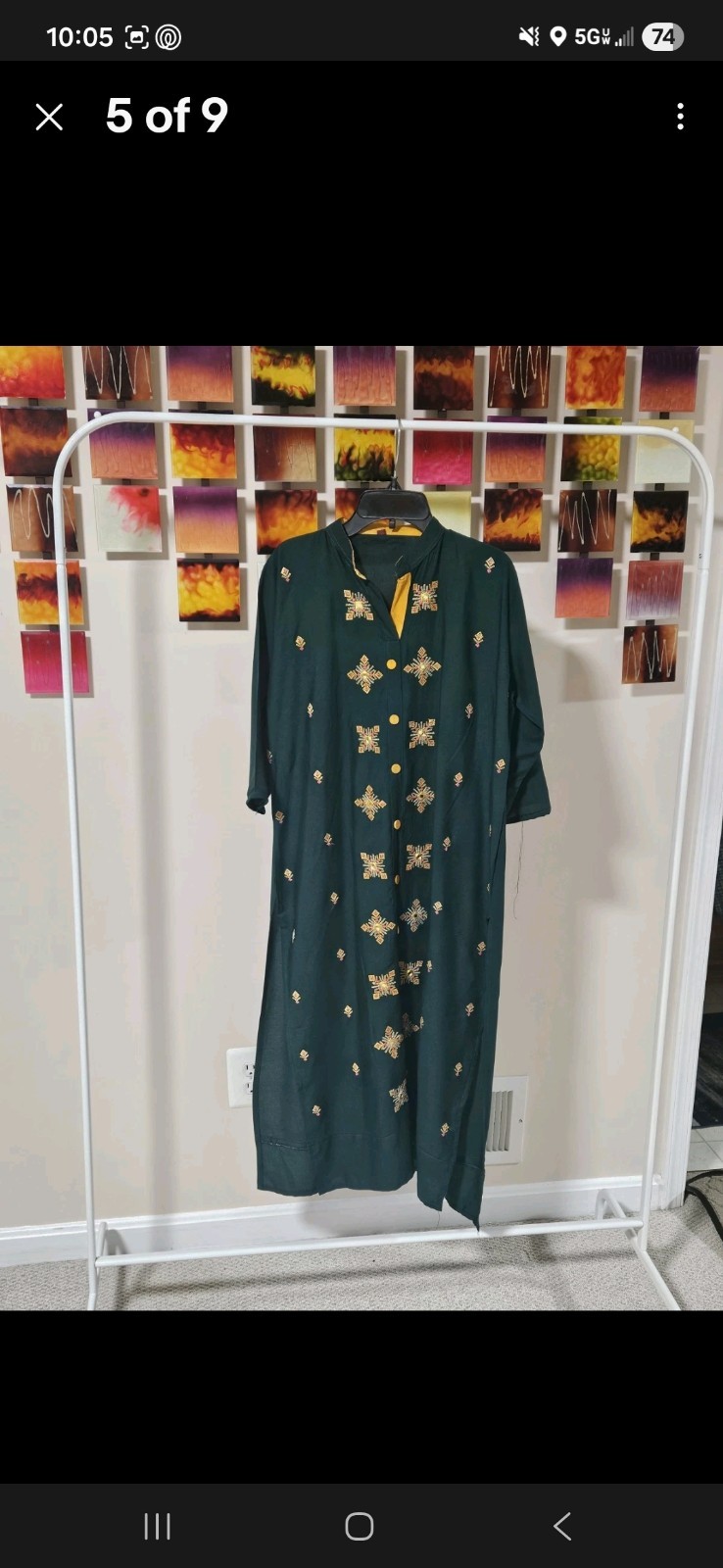 2 Piece Set Green Indian Pakistani Kurta &Limelight Pants Women’s Small Kameez