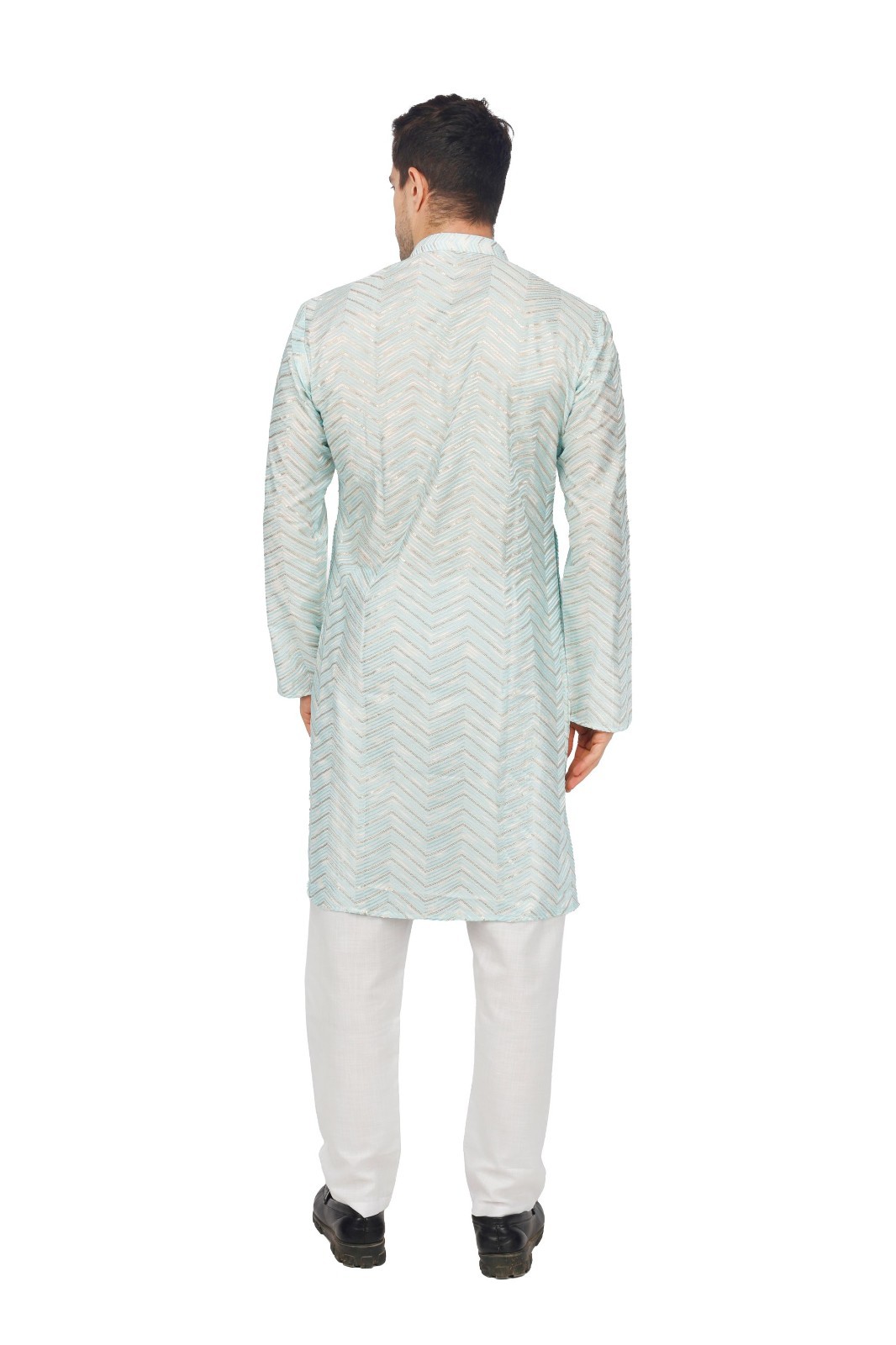 TRILOKI Men Kurta Set Chanderi Pink Geometric Ethnic Indian Traditional Wear