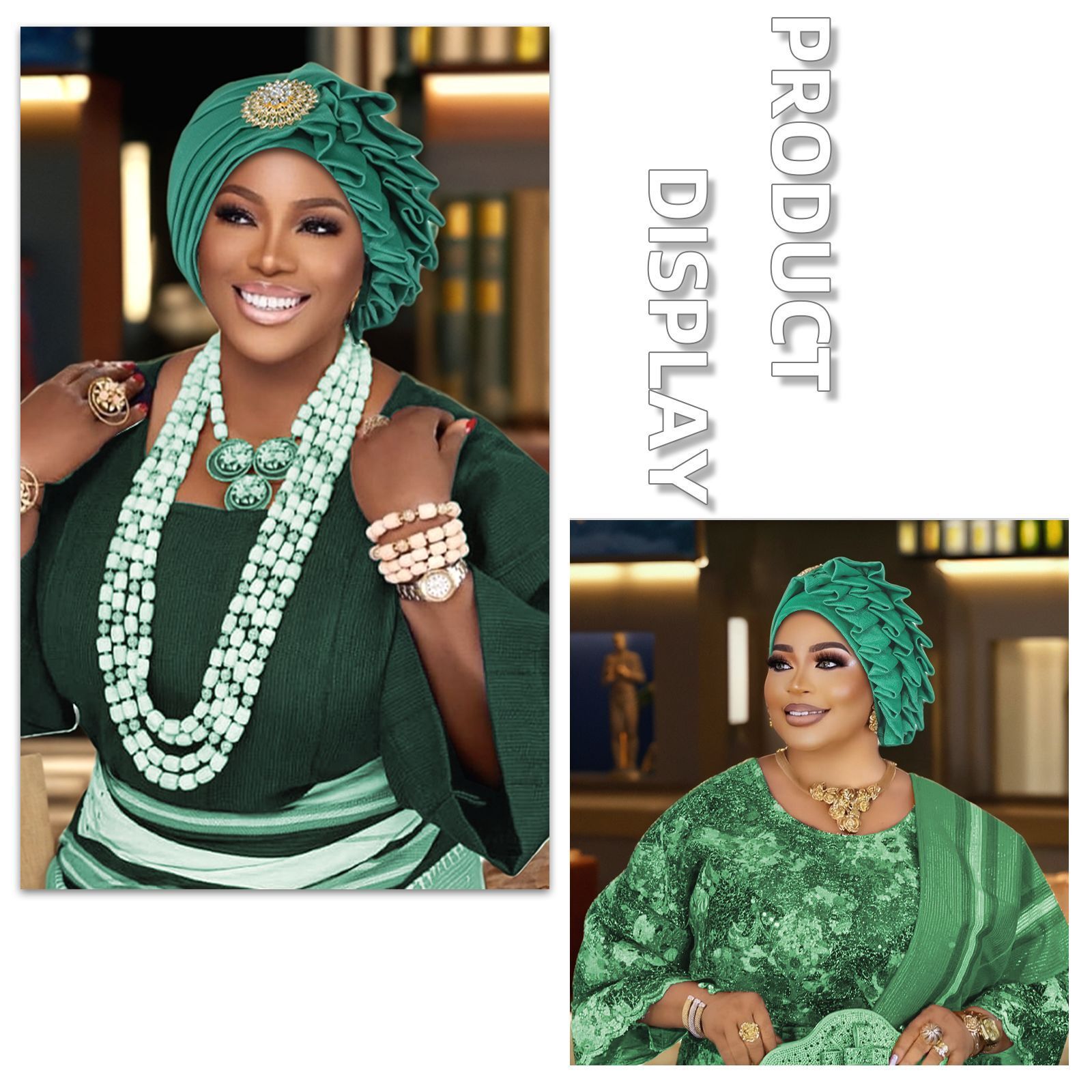 African Hijab Cap Aso Oke Headtie Auto Gele Nigerian Headwear Women Turban Hat