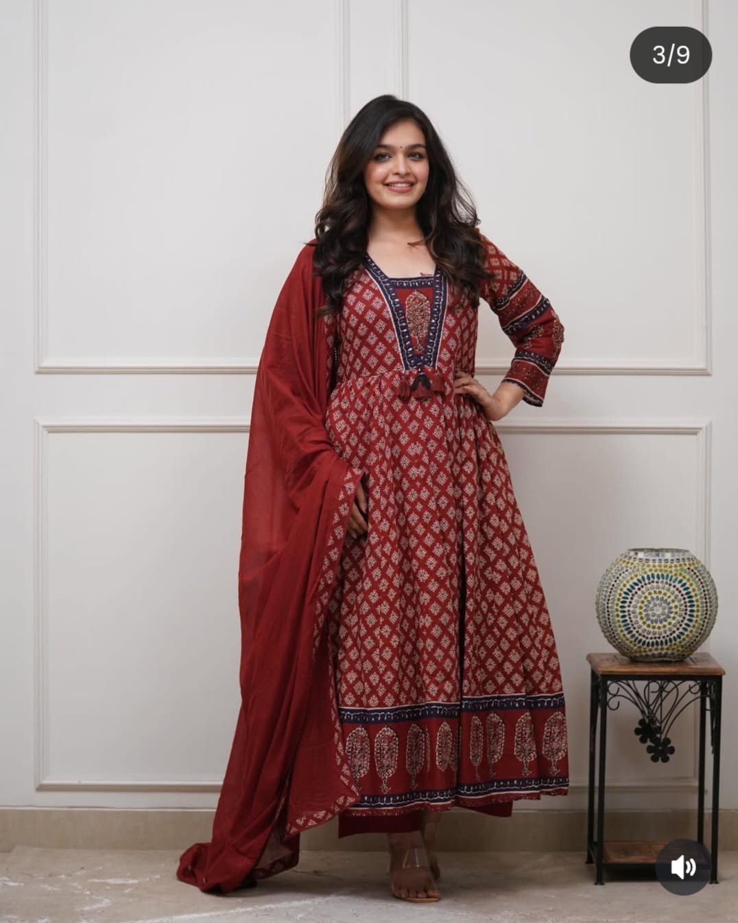 Red Anarkali Kurta Palazzo With Designer Dupatta Set, Ready to Wear Salwar Suits