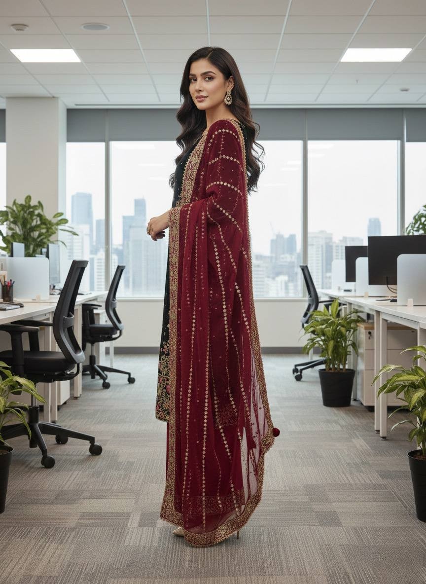 Heavy Reception Wear Heavy Fancy Micro Silk Salwar Kameez With Dupatta For Women