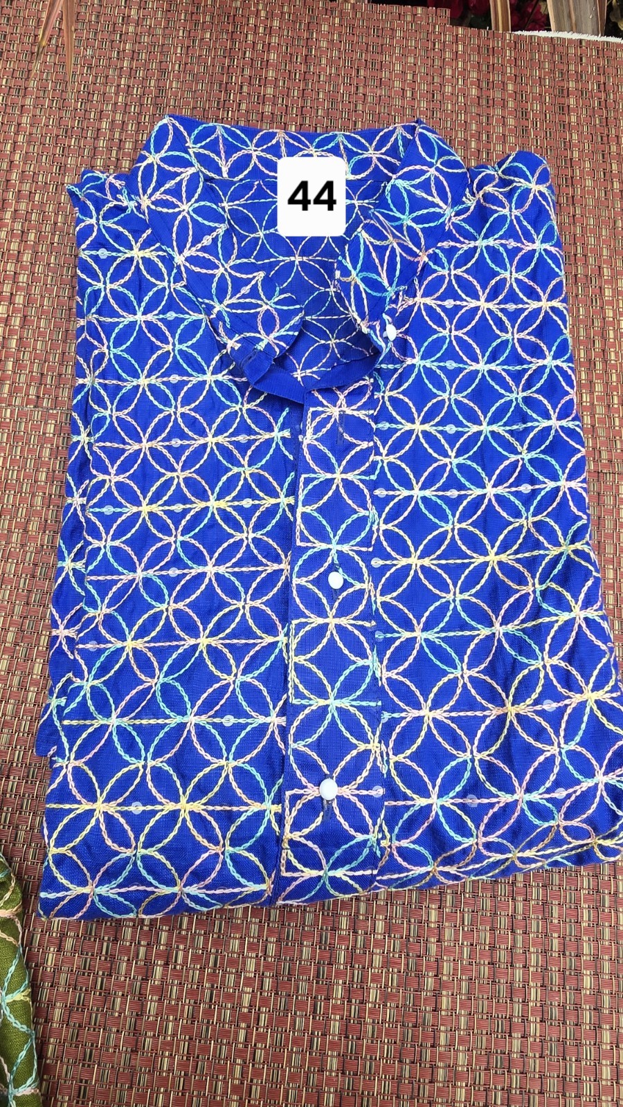 Men’s Embroidered Indian Kurta Blue Green (size 44)Yellow (Size 36)