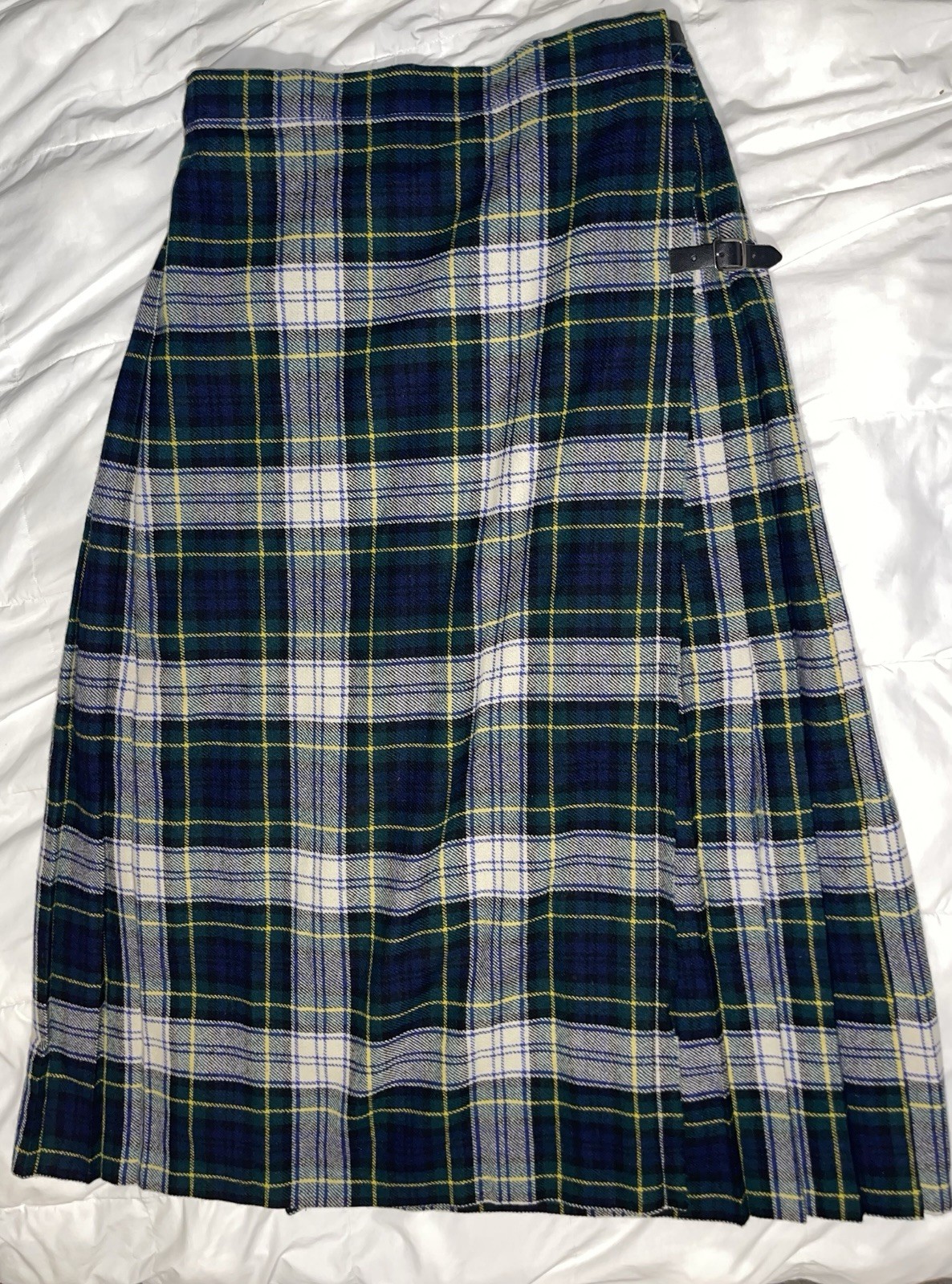 Vintage Bushwacker Scotland Pure New Wool Dress Gordon Tartan Kilt Skirt Sz 12