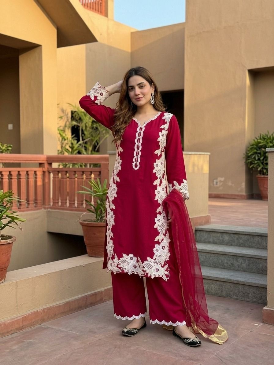 Latest New Heavy Natural Silk Pink Top Palazzo With Dupatta For Wedding Wear