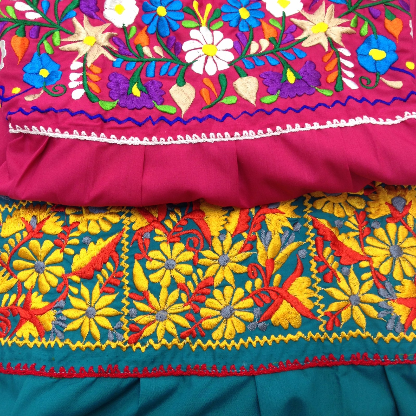 Puebla Mexican Hippie Peasant Vintage Embroidered Blouse Top Assorted Colors