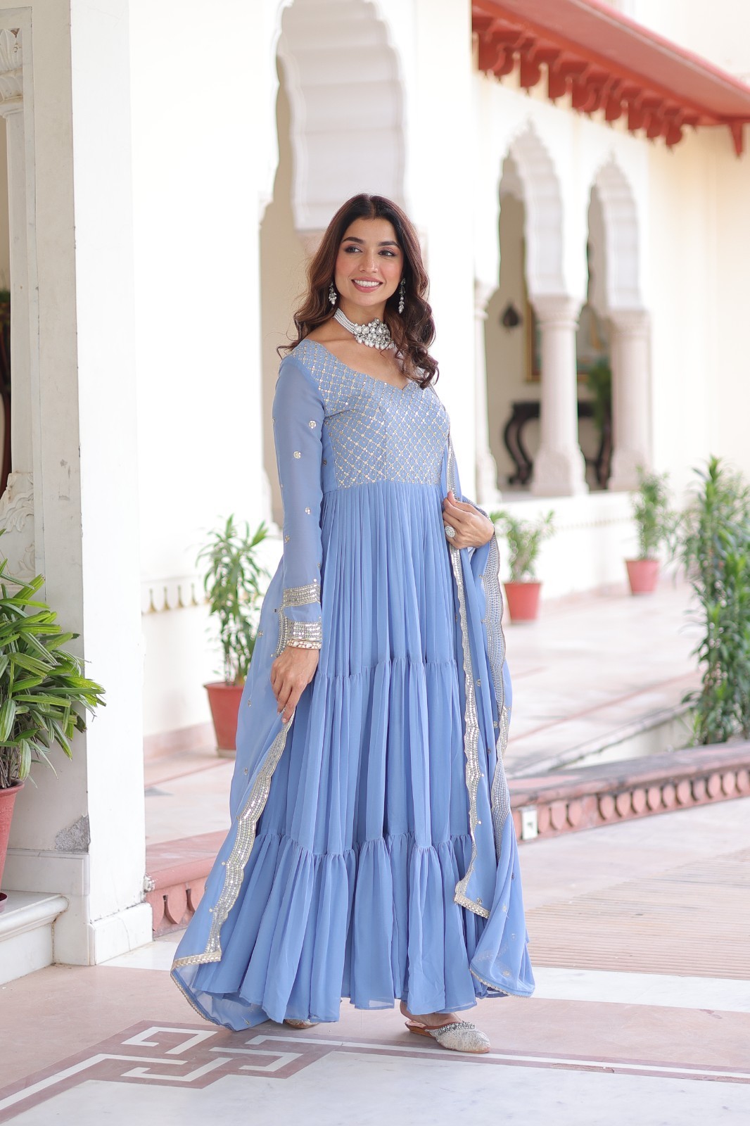 Ready Made Anarkali Gown Salwar Kameez Pakistani Wedding Party Bollywood Suit L