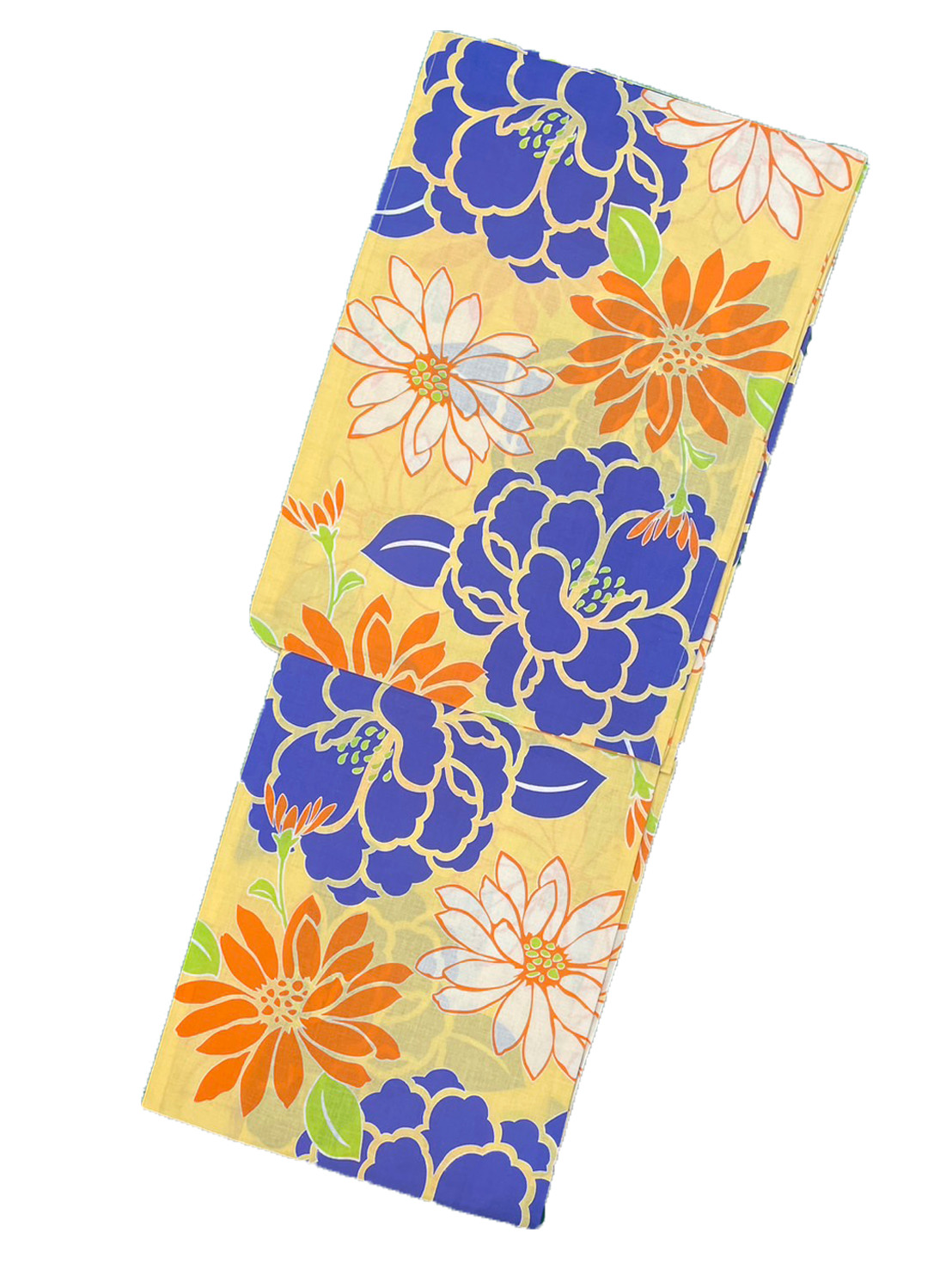 Women’s Cotton Yukata, Casual Summer Kimono – Yellow, Orange Peony