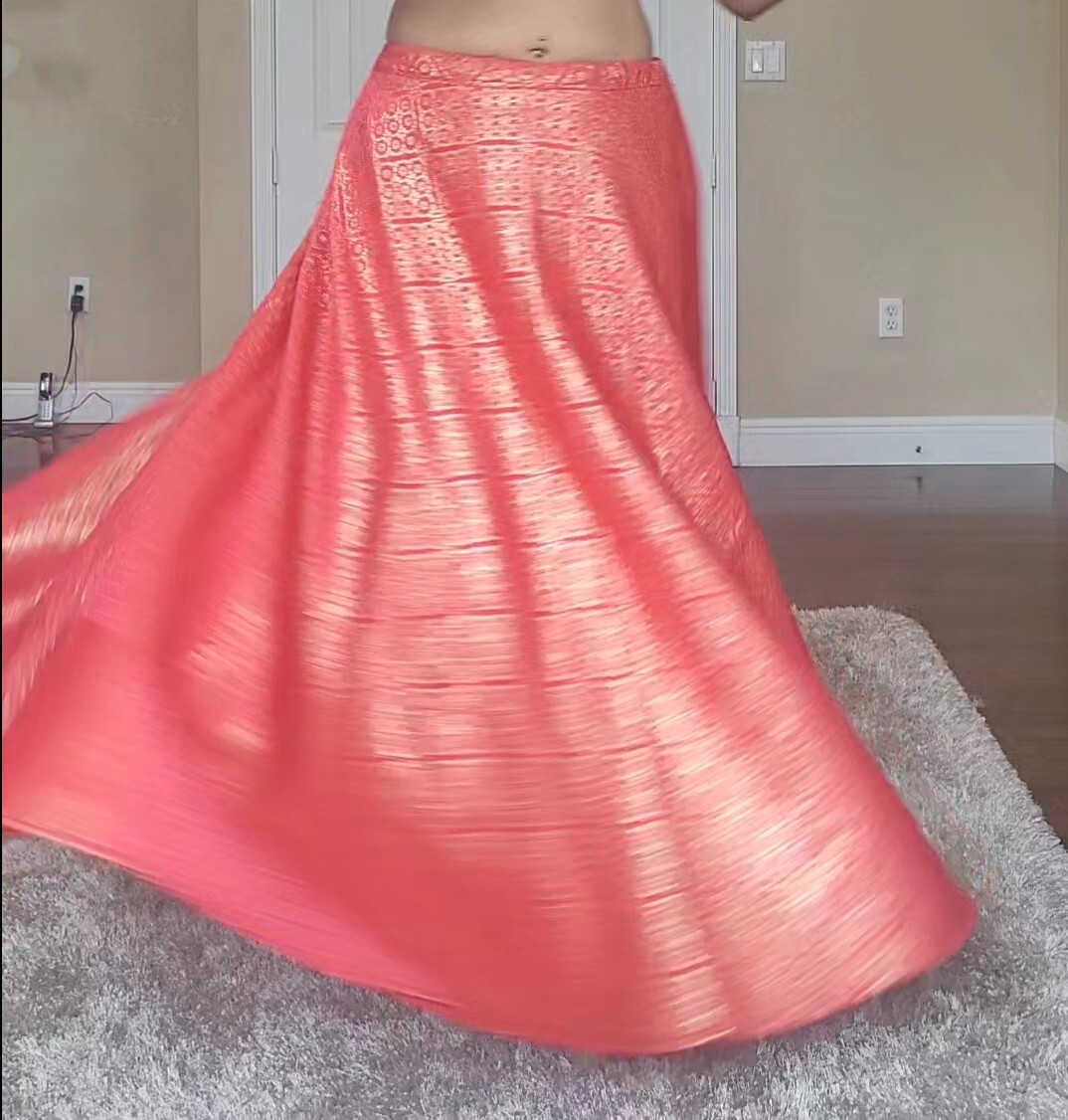 Lehenga Skirt, pinkish orange, banarsi style and light weight! Maxi skirt