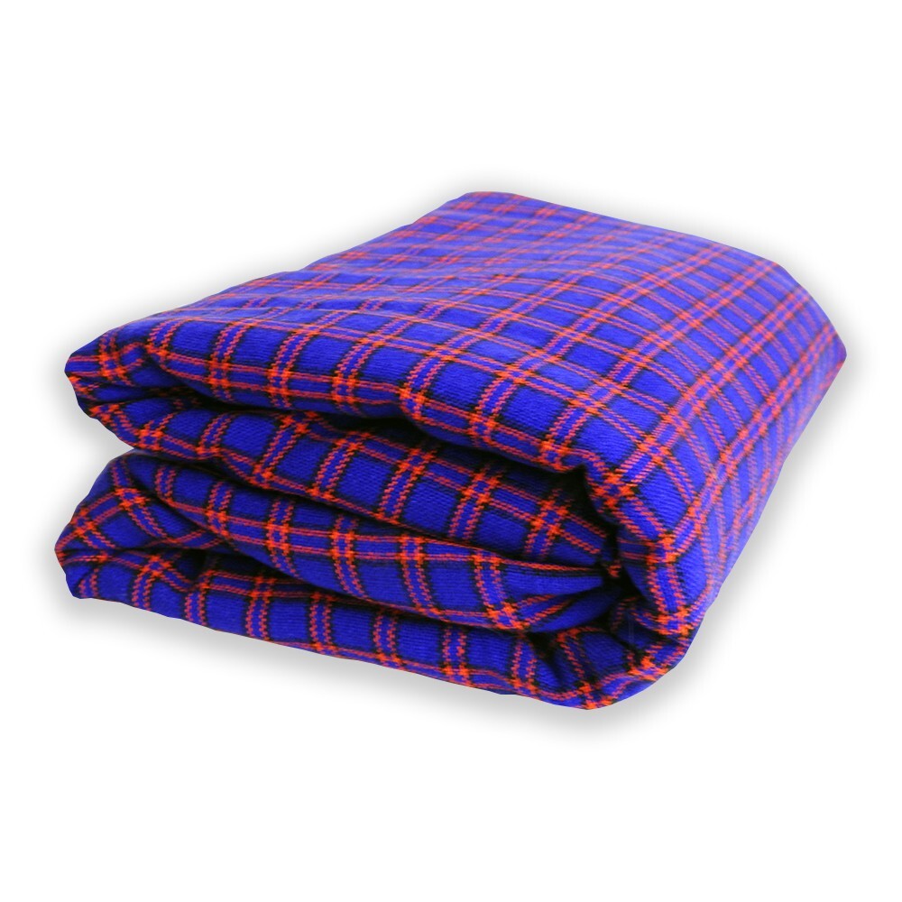 Plaid Masai Shuka, Set of 3, Red, Green and Purple-Blue