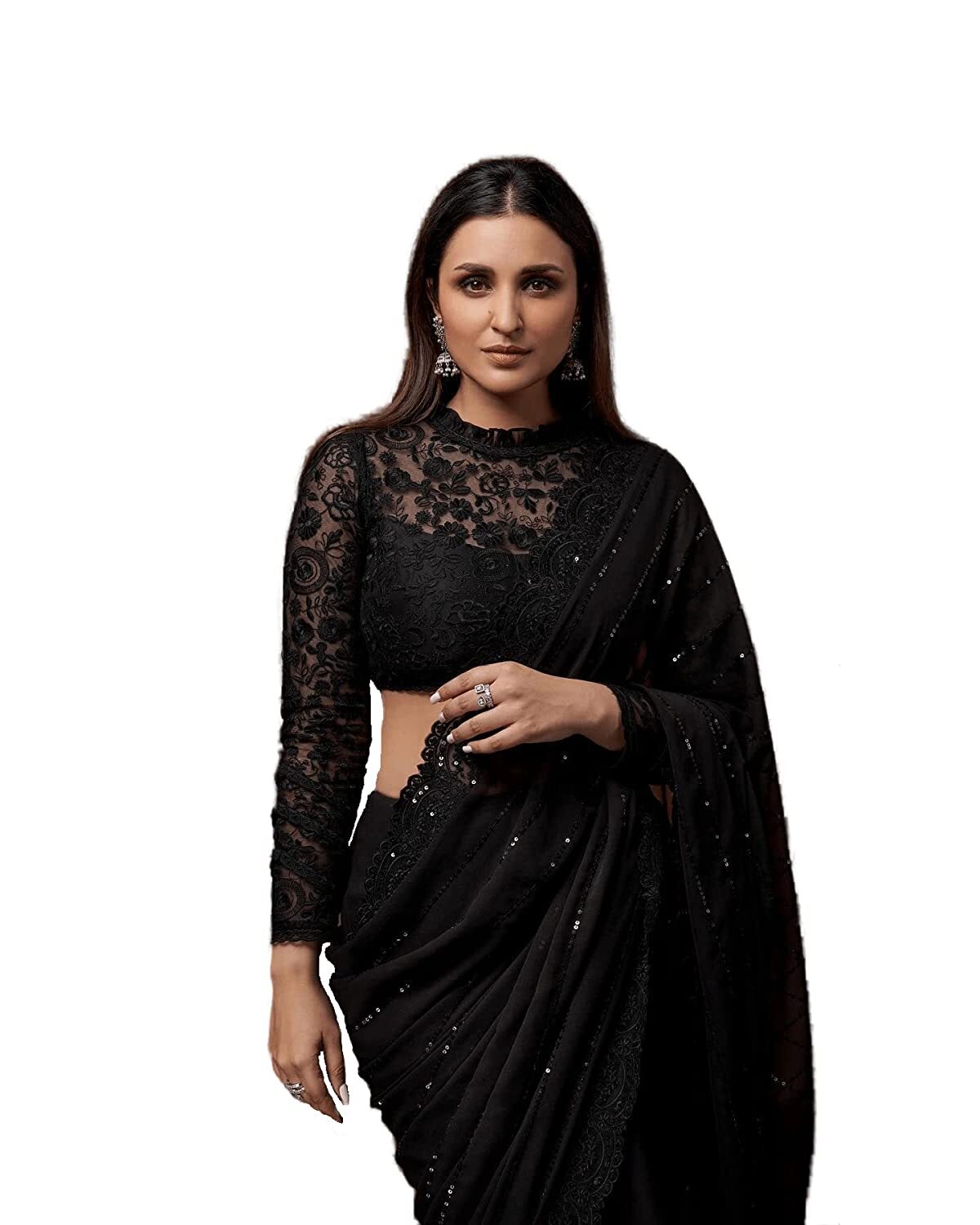 SD Women’s Sequence Work Georgette Saree With Blouse Piece